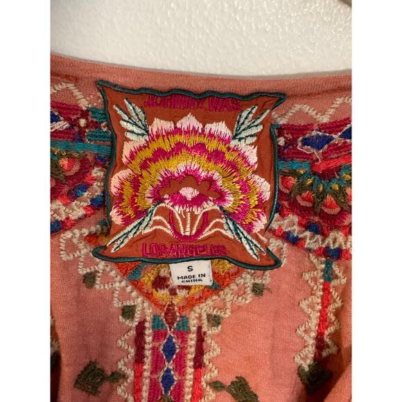 JOHNNY WAS Verena Embroidered T-Shirt size small - Picture 2 of 5